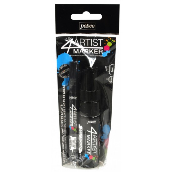 SET 2 SIZE BLACK 4ARTIST MARKER 8 MM & 2 MM OIL-BASED PAINT MARKER SET 2 SIZE BLACK 4ARTIST MARKER 8 MM & 2 MM OIL-BASED PAINT MARKER